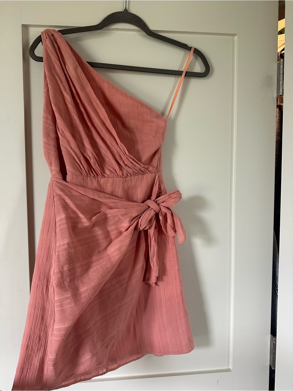 Hello Molly One-Shoulder Rose Wrap Mini Dress